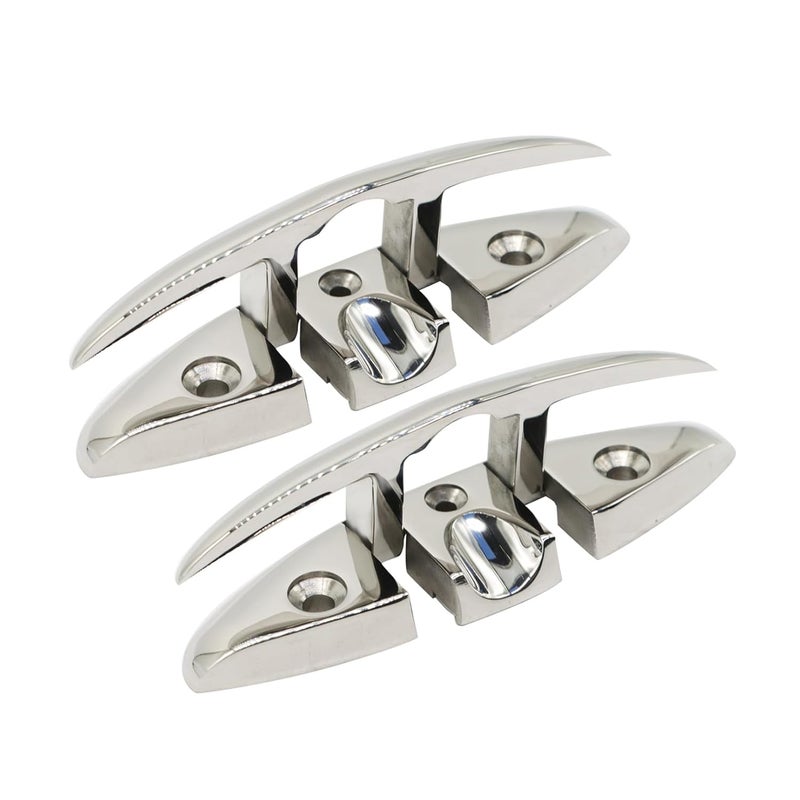Jecoupoon 4-1/2" 5" 6" 8" Marine Boat Dock Cleats 316 Stainless Flip Up Cleats Folding Cleat with Screws and Nuts (5" 2pcs) - Image 4
